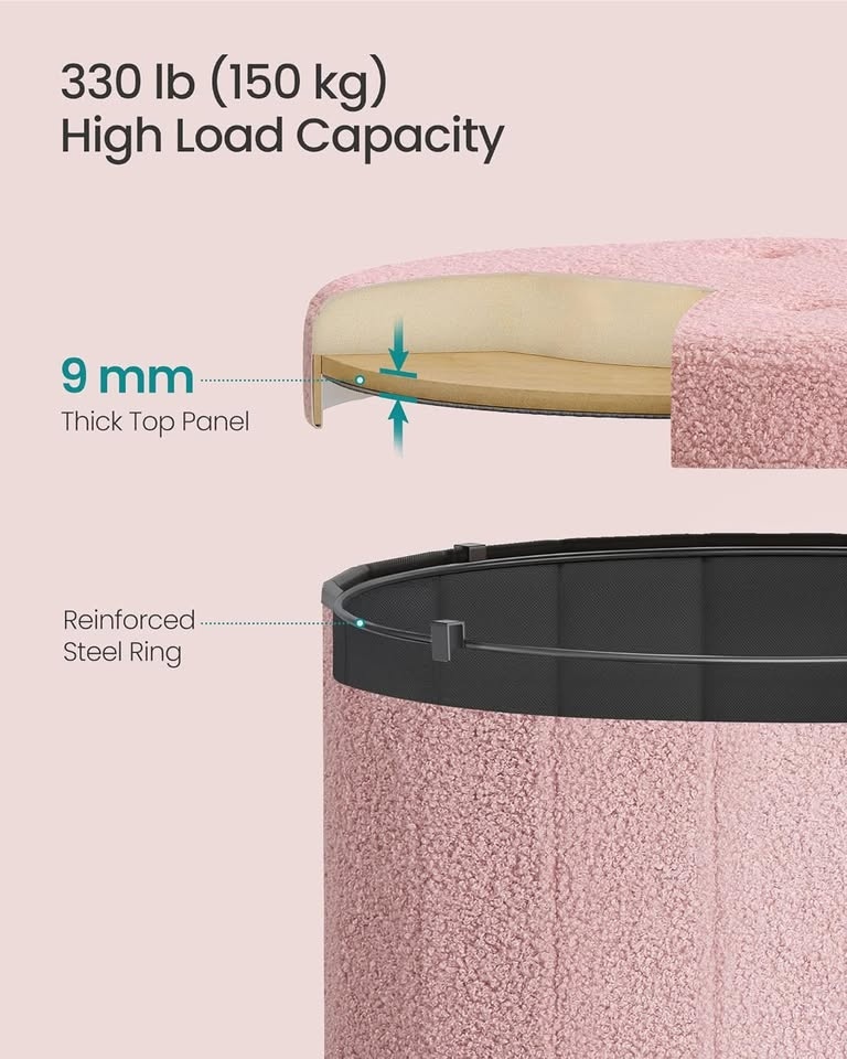 Round Storage Ottoman - photo 5
