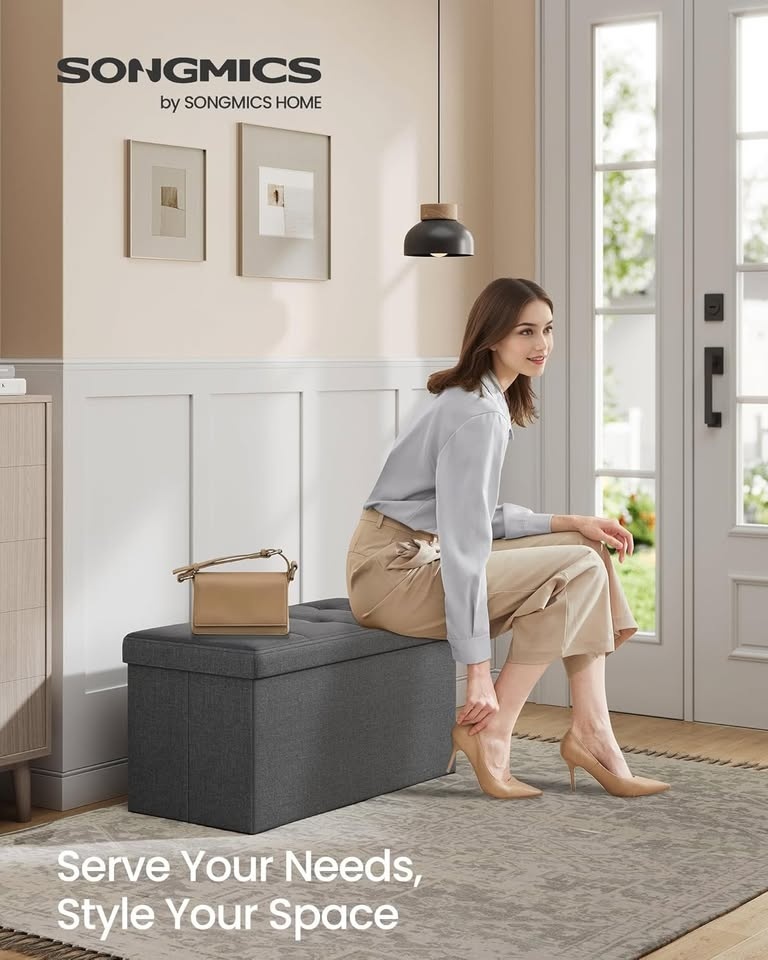 Folding Storage Ottoman Bench - photo 2