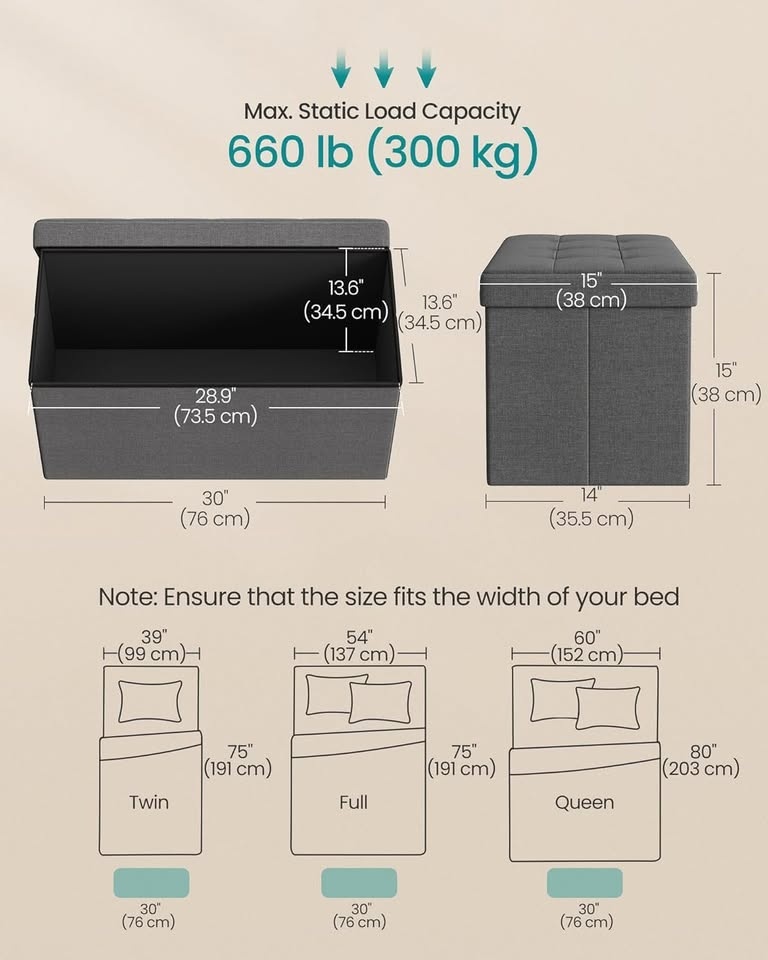 Folding Storage Ottoman Bench - photo 4