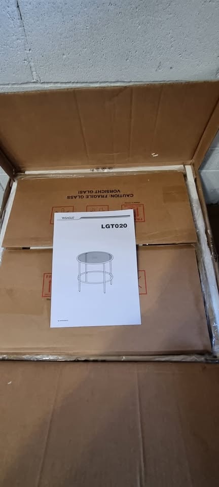 Glass Round Side Table with Metal Frame - photo 5