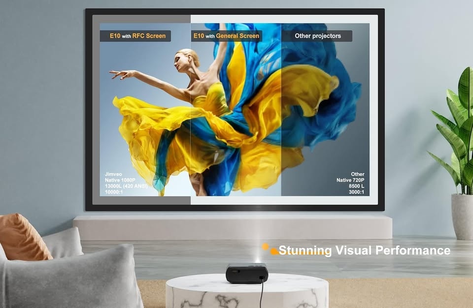 Jimveo WiFi Projector with Free Screen - 1080P, Bluetooth - photo 2
