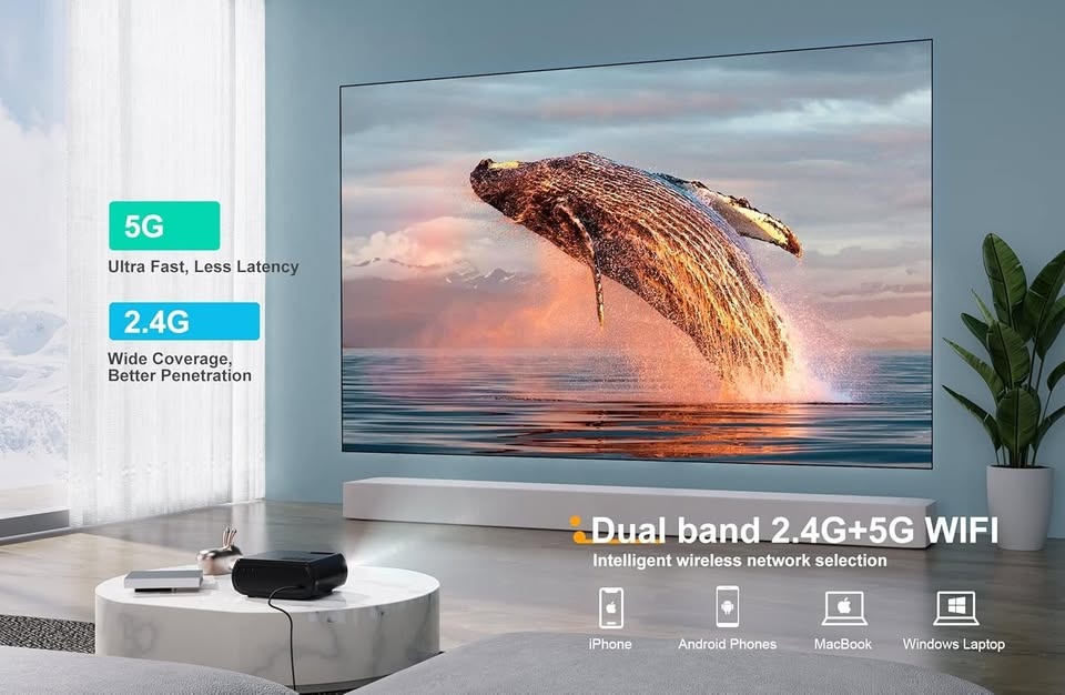 Jimveo WiFi Projector with Free Screen - 1080P, Bluetooth - photo 3