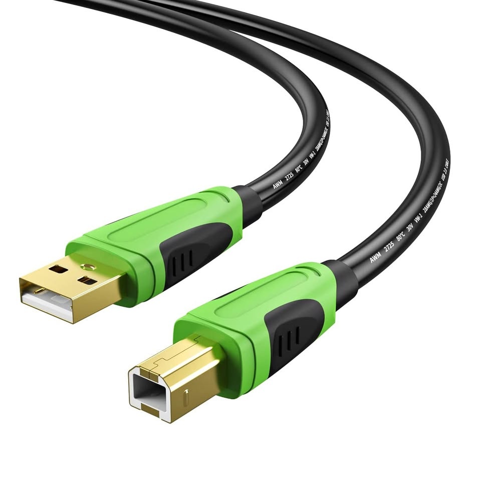 XXONE 20ft USB Cable - Type A-Male to B-Male, Gold-Plated