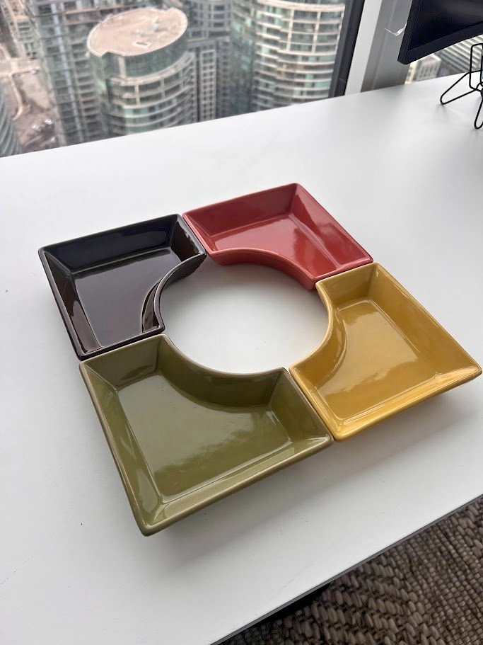 Vintage Mid Century Modular Snack Tray Set (4 Piece)