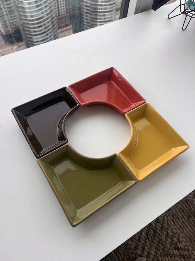Vintage Mid Century Modular Snack Tray Set (4 Piece) - photo 2
