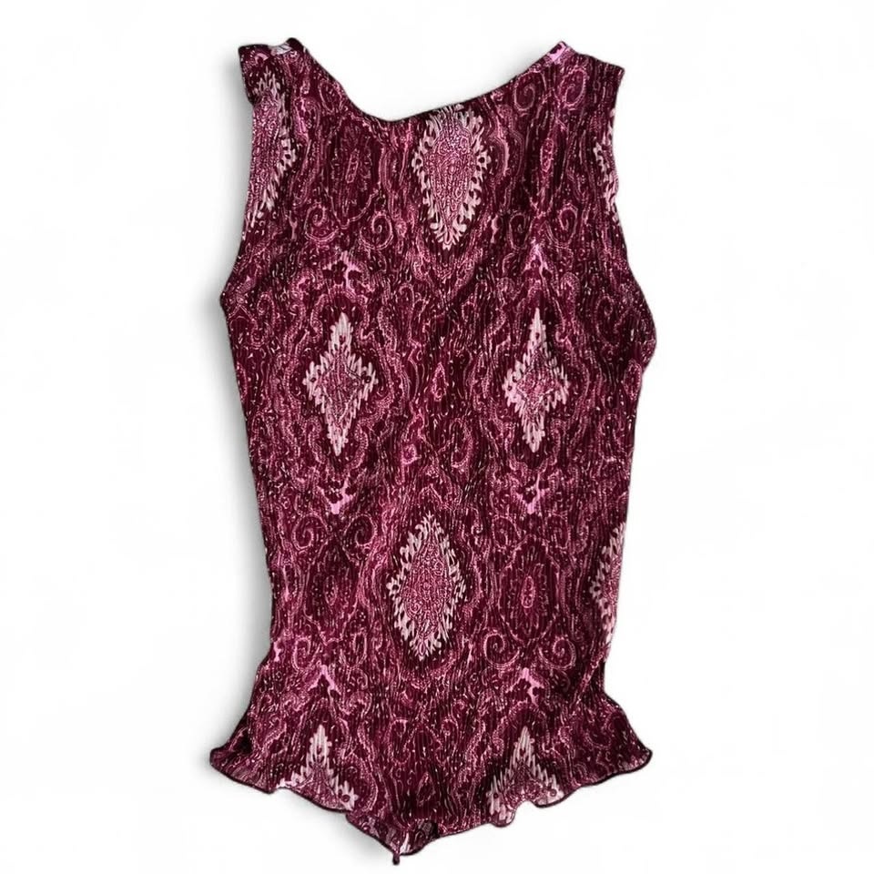 Vintage Burgundy Paisley V-Neck Tank Top - photo 3