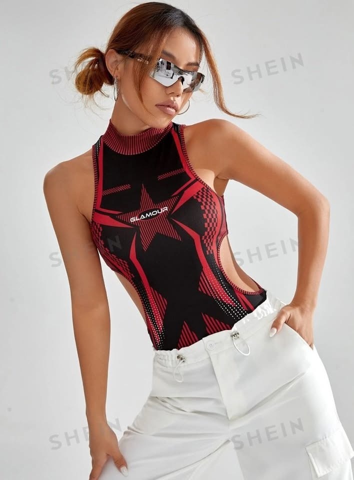 Coolane Slim Fit Bodysuit Red and Blue Size M - photo 3
