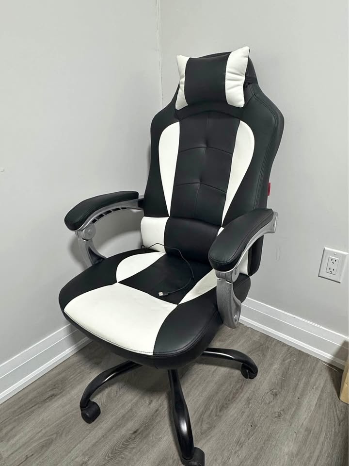 Black & White Massage Recliner Gaming Chair