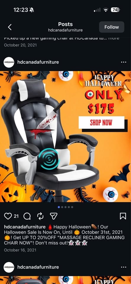 Black & White Massage Recliner Gaming Chair - photo 4