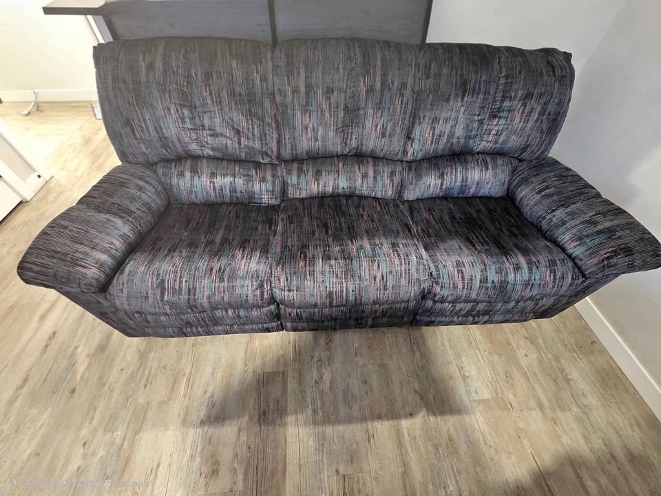 Dark Striped Recliner Sofa 3 Seater