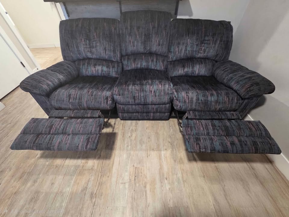 Dark Striped Recliner Sofa 3 Seater - photo 2