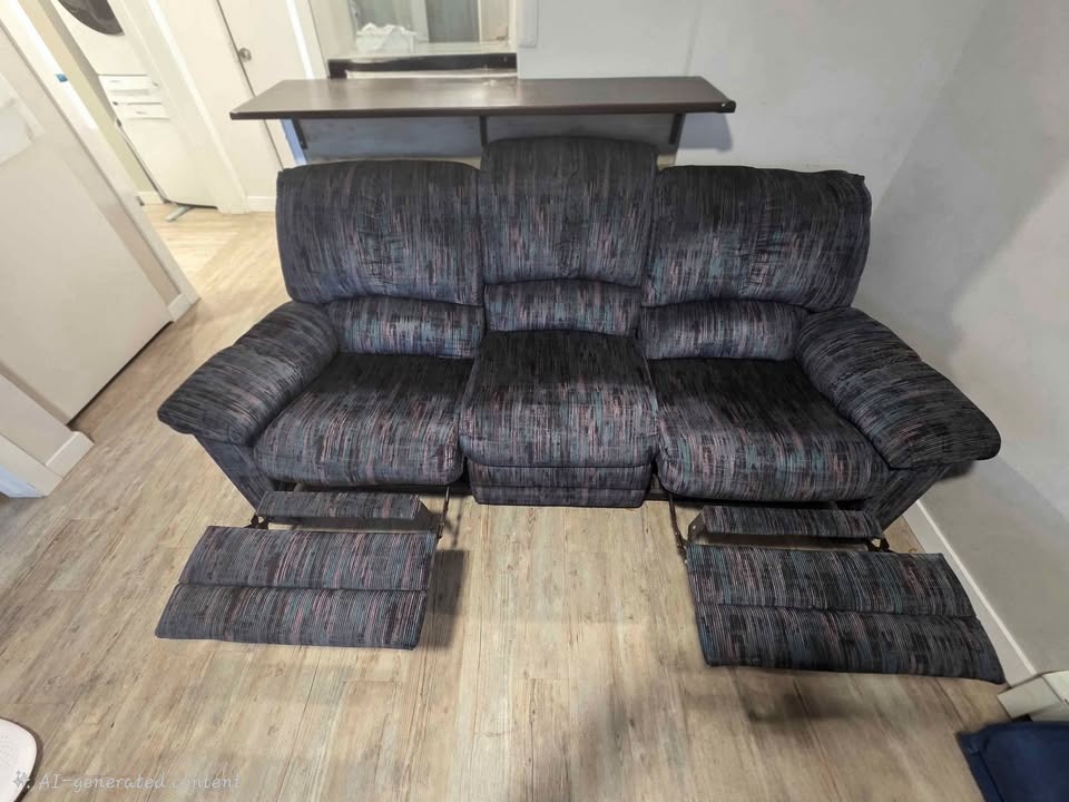 Dark Striped Recliner Sofa 3 Seater - photo 3