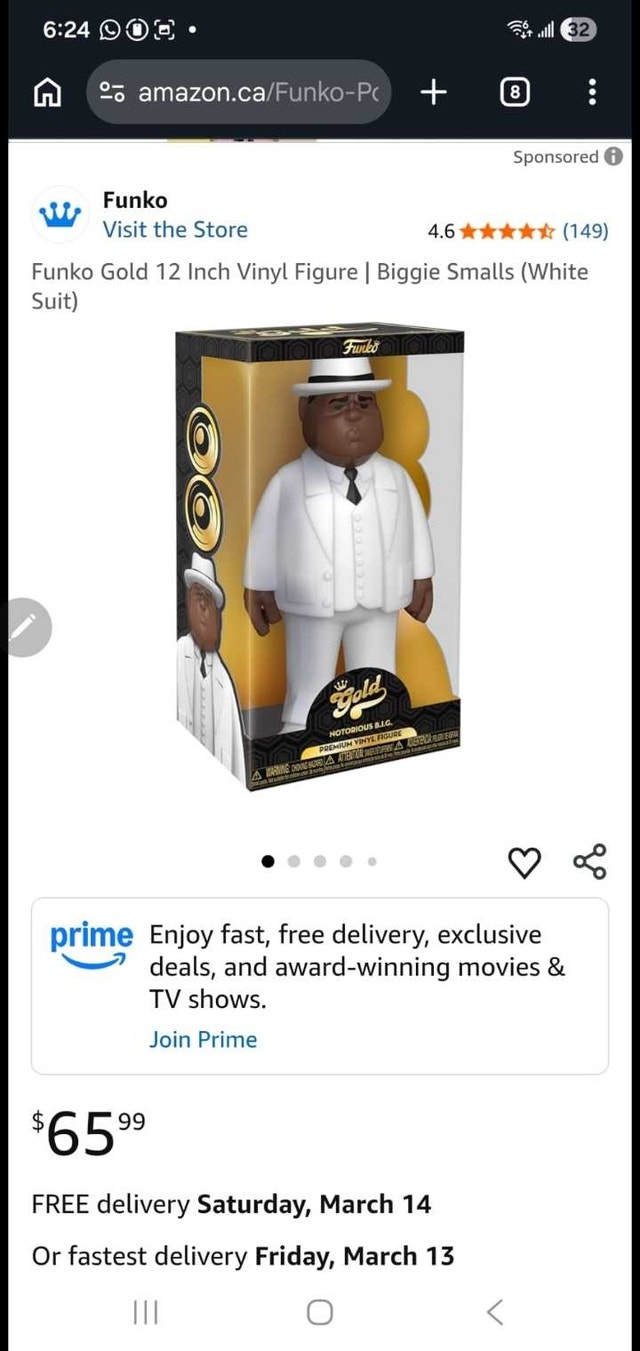Biggie Gold Funk Pop