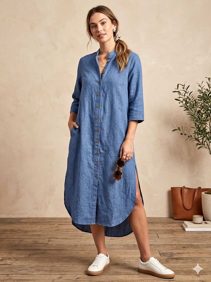 Cotton Blue Denim Blend Shirt - Size XL