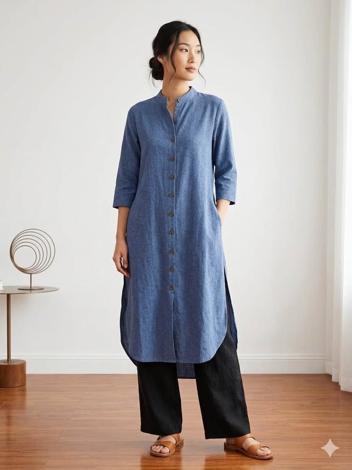 Cotton Blue Denim Blend Shirt - Size XL - photo 2