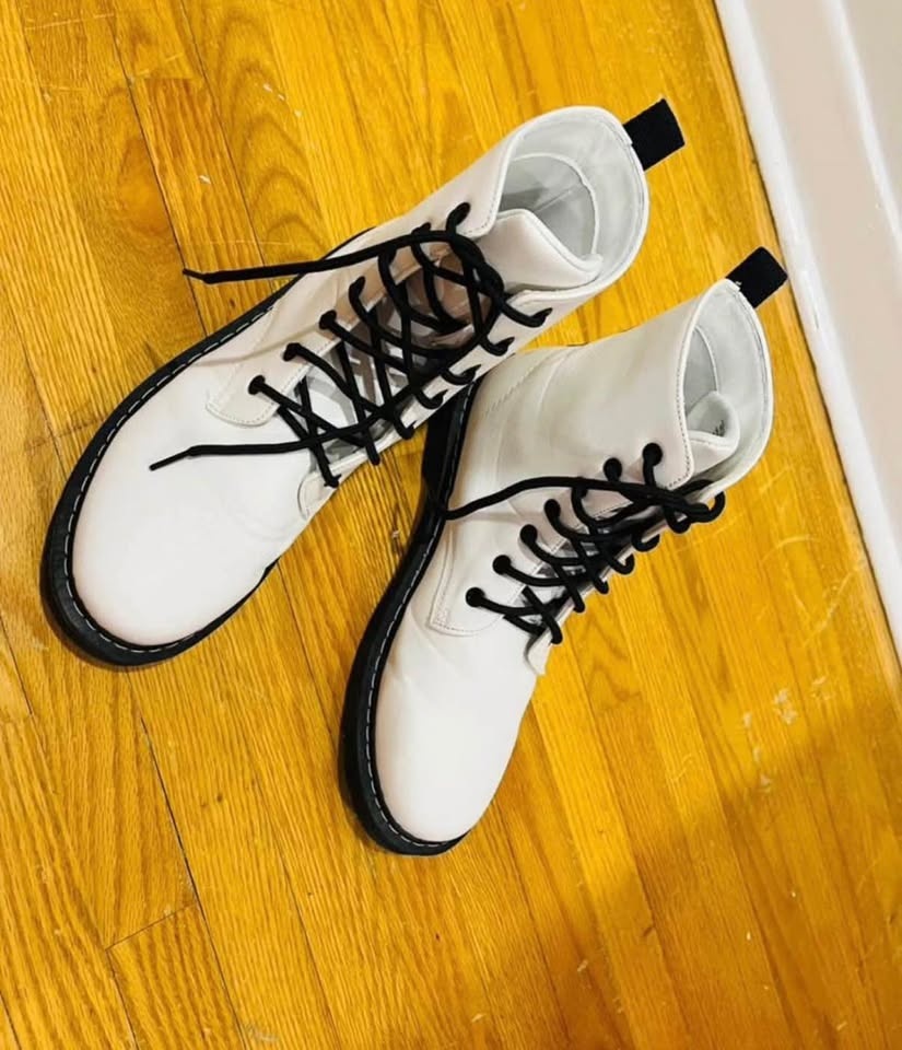 White Fall Boots with Black Laces - Size 9 - photo 2