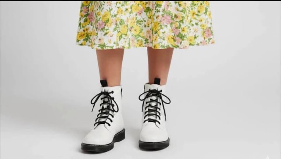 White Fall Boots with Black Laces - Size 9 - photo 3