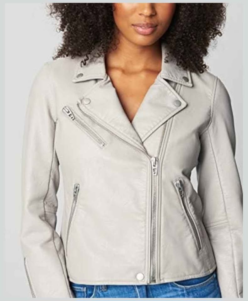 BLANKNYC Gray Faux Leather Moto Jacket Size S