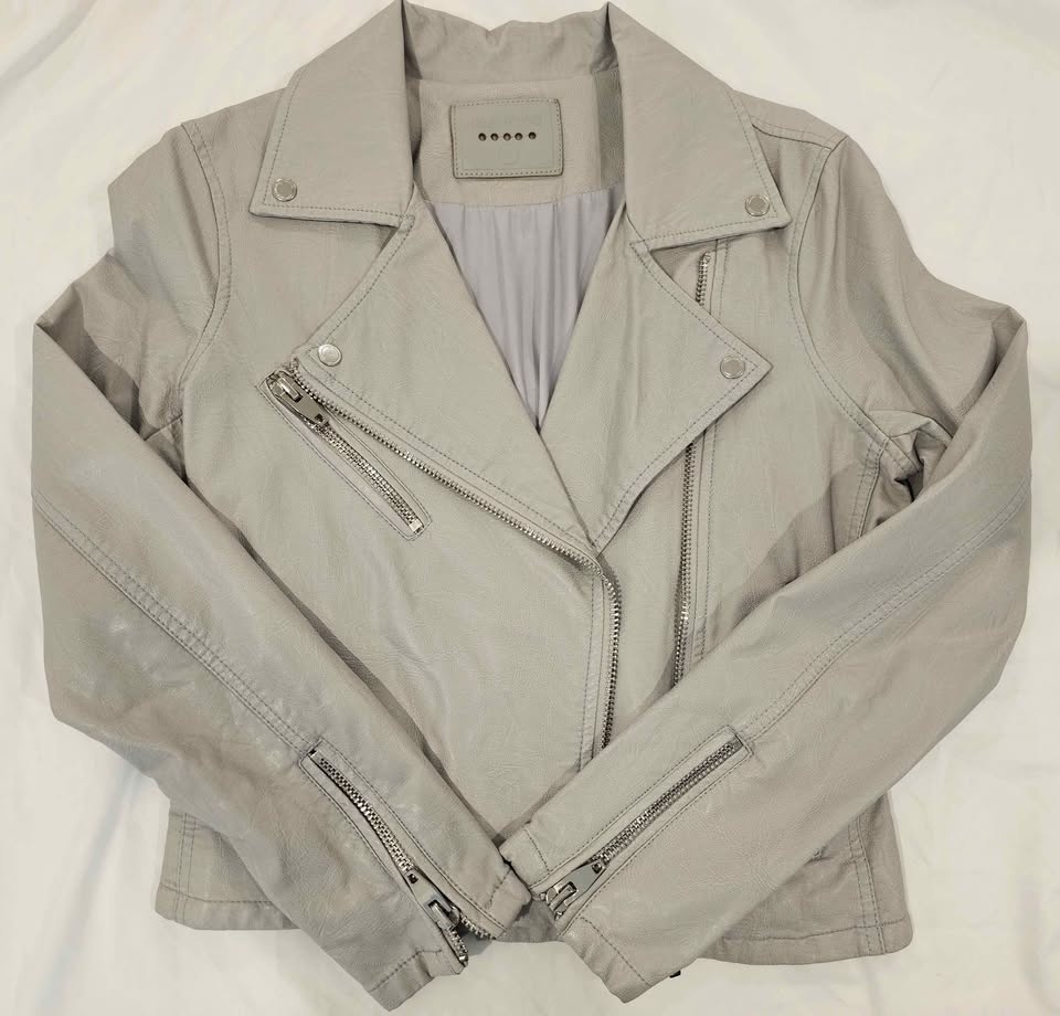 BLANKNYC Gray Faux Leather Moto Jacket Size S - photo 4