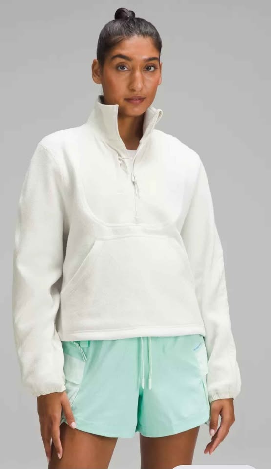 Lululemon Cream Half-Zip Fleece Pullover, size 8