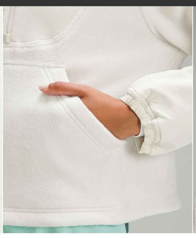 Lululemon Cream Half-Zip Fleece Pullover, size 8 - photo 2