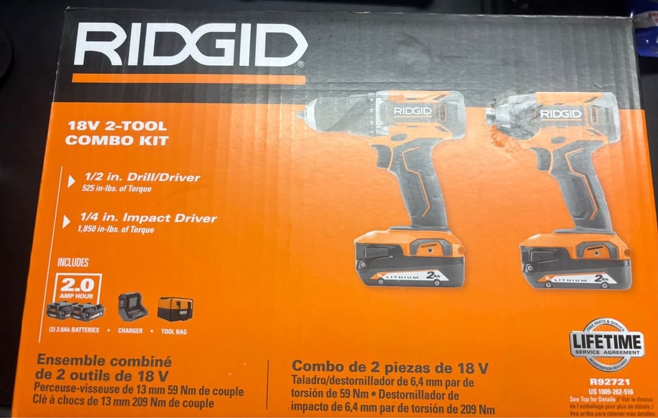 RIDGID 18V 2-Tool Combo Kit R92721 Drill Impact - photo 3