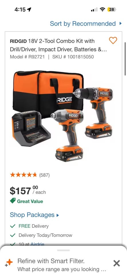 RIDGID 18V 2-Tool Combo Kit R92721 Drill Impact - photo 4