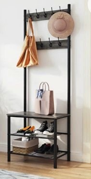 Entry/Hall Tree with Shoe Storage and Bench, Coat Rack