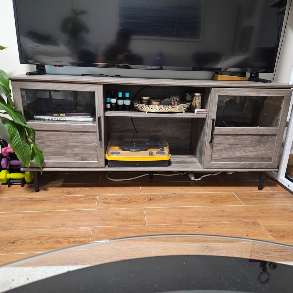 Farmhouse Wooden TV Stand with Storage