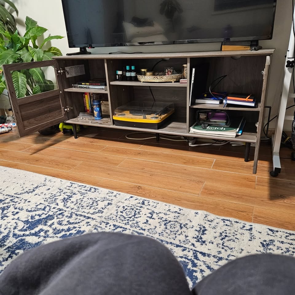 Farmhouse Wooden TV Stand with Storage - photo 2