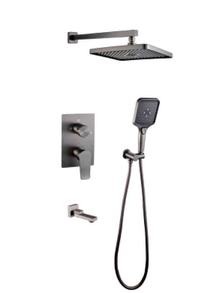 Brushed Nickel Shower System Rain Head Handheld