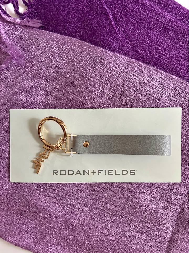 Brand New Rodan + Fields Grey Leather RF Keychain P/U Warden &Hw
