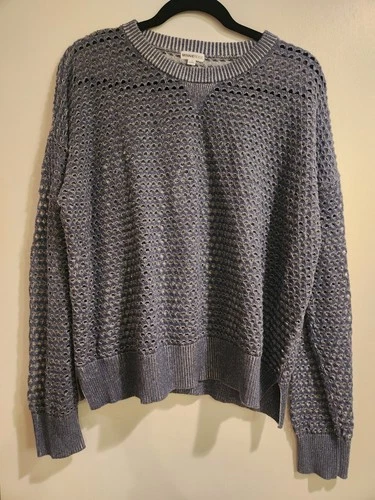 Minnie Rose Women's Indigo Blue Cotton Cashmere Crew Neck Sweate - photo 2