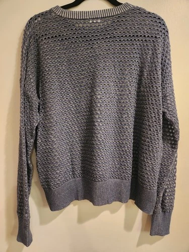 Minnie Rose Women's Indigo Blue Cotton Cashmere Crew Neck Sweate - photo 3