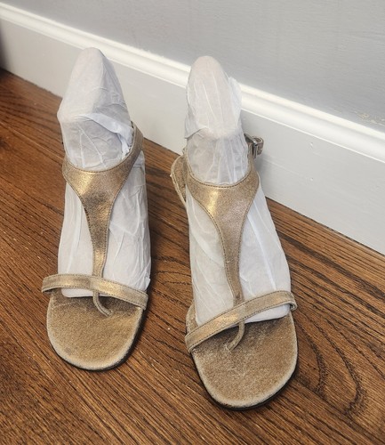 Vaneli Metallic Gold Strappy Sandals Size 6