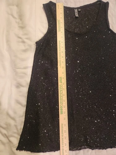 Black Sleeveless Sequin Top Size Large - photo 4