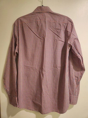 Thomas Mason J.CREW Mens Blue Red Mini Check Button Shirt Sz M - photo 2