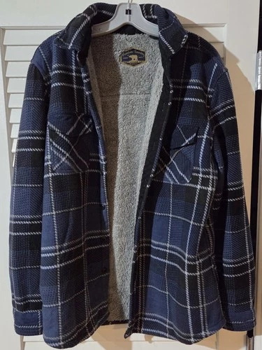 Men's Sherpa Lined Fleece Button Down Shirt - Size L