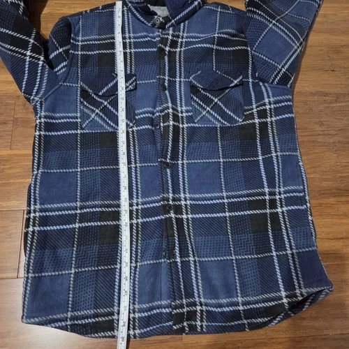 Men's Sherpa Lined Fleece Button Down Shirt - Size L - photo 3