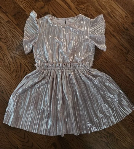 Crewcuts Girls Metallic Dusty Pink Party Dress - Size 5