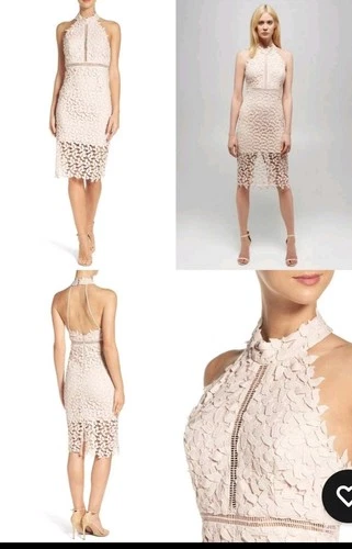 Bardot Lace Midi Dress US8 Powder Pink Halter Open Back - photo 2