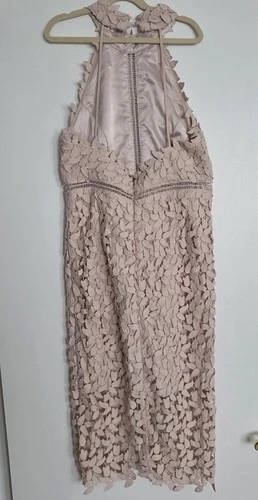 Bardot Lace Midi Dress US8 Powder Pink Halter Open Back - photo 4