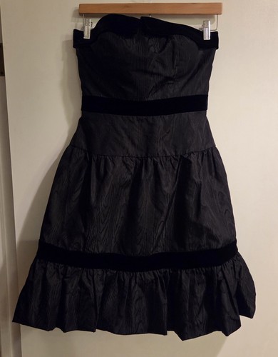Kay Unger NY Women's Silk Velvet Strapless Black Dress Size 8