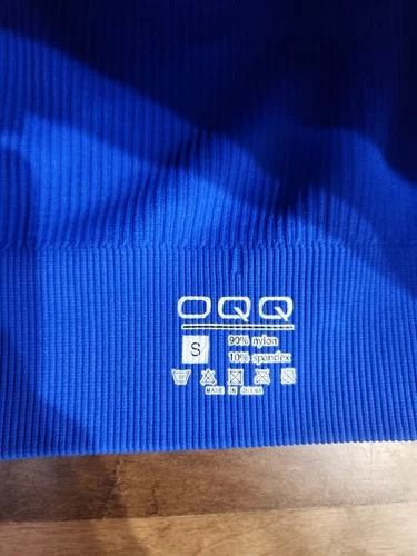 OQQ Women's One-Shoulder Sports Bra Blue Ribbed Seamless Crop To - photo 4