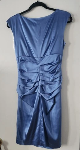 Suzi Chin Maggy Boutique Women's Dress Size 4 Blue Satin Sleevel - photo 3