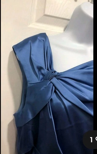 Suzi Chin Maggy Boutique Women's Dress Size 4 Blue Satin Sleevel - photo 4