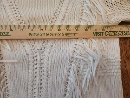 Scoop Women's White Fringe Sweater Size Medium Long Sleeve - photo 5