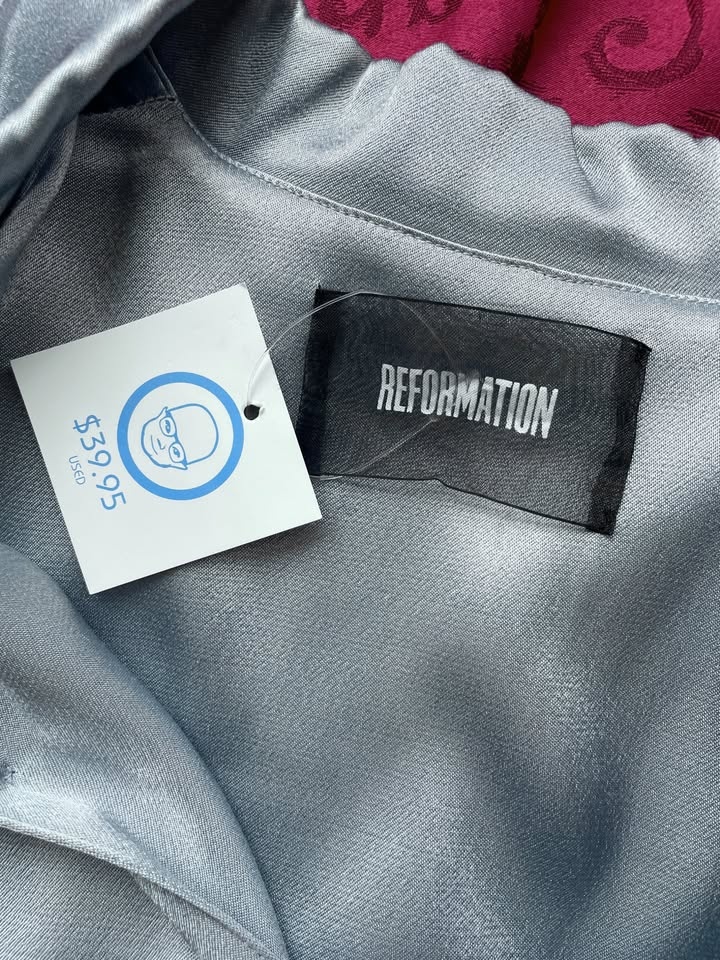 Reformation Light Blue Satin Longsleeve Shirt - photo 3