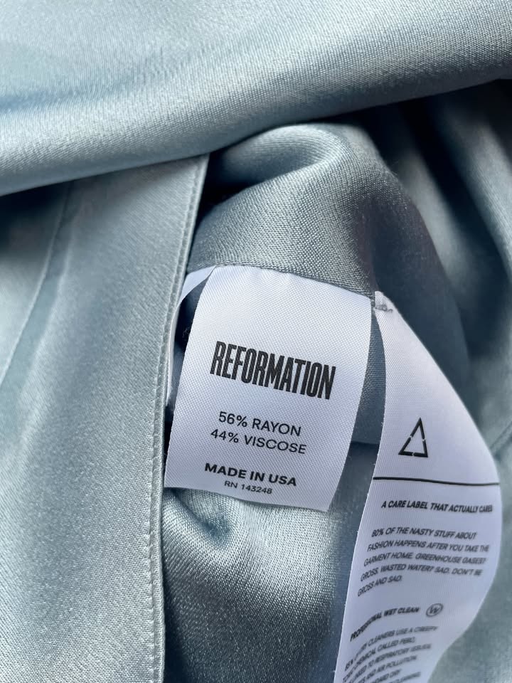 Reformation Light Blue Satin Longsleeve Shirt - photo 4