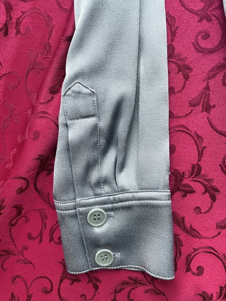 Reformation Light Blue Satin Longsleeve Shirt - photo 5